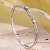 304 Stainless Steel & Crystal Rhinestone Hinged Bangles for Women WG2CEEC-02-2