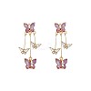 Butterfly Alloy Rhinestone Dangle Stud Earrings FS-WG259EB-01-6