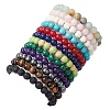 12Pcs 12 Styles 8mm Mixed Gemstone Round Beaded Stretch Bracelets Sets BJEW-JB10929-5
