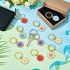 15Pcs 5 Colors Alloy Enamel Flower Keychain KEYC-NB00014-4