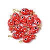 10Pcs Hand Painted Polka Dot Fish Porcelain Pendants PALLOY-YW00115-07-1