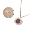 Natural Amethyst Copper Wire Wrapped Flower Pendant 304 Stainless Steel Cable Chain Necklaces for Women NJEW-JN05616-01-4