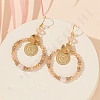 Brass Glass Flat Round with Rondelle Beaded Dangle Earrings FS-WG1FB0A-01-2