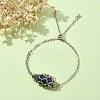 Natural Lapis Lazuli Bullet Link Slider Bracelets BJEW-JB09901-03-5