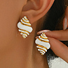 201 Stainless Steel Enamel Seashell Stud Earrings for Beach Vacation Style LS-MO9841-1-1