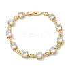 Clear Cubic Zirconia Flat Round & Oval Link Chains Bracelet BJEW-G773-07G-4