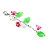 Trumpet Flower Glass & Leaf Acrylic Pendant Decorates HJEW-JM01653-4