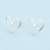 Brass Heart Stud Earrings KK-S348-124S-1
