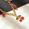 304 Stainless Steel Enamel Cherry Charm Bracelets BJEW-M095-01G-5