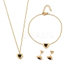 Heart 304 Stainless Steel Micro Pave Cubic Zirconia Pendant Necklaces & Bracelets & Stud Earrings Sets for Women SJEW-C004-13G-04-1