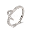 Rack Plating Brass Cubic Zirconia Arabic Letters Adjustable Rings for Women RJEW-S407-10P-04-1
