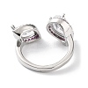 Horse Eye & Teardrop Rack Plating Brass Micro Pave Cubic Zirconia Open Rings RJEW-D020-08P-3