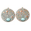 Alloy with Synthetic Turquoise Pendants FIND-B055-01G-1