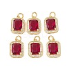 Brass Glass Charms ZIRC-F116-09A-G-1