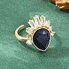 Brass with Natural Lapis Lazuli Finger Rings GG-CBACC2B-07G-05-3