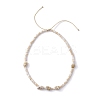 Glass with Natural Sea Shell Beads Braided Necklaces NJEW-JN04837-4