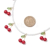 Natural Dyed Mashan Jade Red Cherry Pendant Glass Seed Beaded Necklaces for Women NJEW-TA00211-01-3