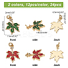 SUPERFINDINGS 24Pcs 2 Colors Brass Cubic Zirconia Charms KK-FH0004-25-6