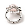 Natural Rose Quartz Sun & Moon Open Cuff Rings RJEW-K241-01P-04-5