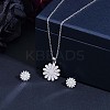 316 Surgical Stainless Steel Daisy Stud Earrings and Pendant Necklace JX376A-2
