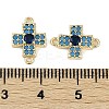 Brass Blue Cubic Zirconia Connector Charms KK-I719-01G-3
