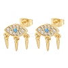 Eye with Cone Brass Micro Pave Cubic Zirconia Dangle Stud Earrings EJEW-A151-03G-4