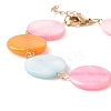 Natural Shell Flat Round Link Chain Bracelet BJEW-C015-07G-2