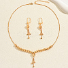 Vintage Brass Round Beaded Tassel Necklace & Earrings for Women KK0094-2