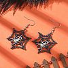 Halloween Theme Spider Web with Spider Handmade Glass Seed Beaded Dangle Earrings EJEW-MZ00481-01-1