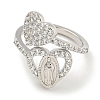 Heart & Virgin Mary Rack Plating Brass Micro Pave Cubic Zirconia Cuff Rings for Women RJEW-F162-11P-2