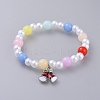 Acrylic Imitated Pearl  Stretch Kids Charm Bracelets BJEW-JB04573-01-1