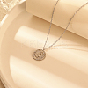 Stylish 304 Stainless Steel Flat Round with Moon Pendant Necklaces for Women's Daily Wear XY3014-1-3