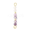 Faceted Round Natural Quartz Crystal & Amethyst & Lepidolite Beaded Connector Charms PALLOY-JF03530-07-1