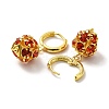 Red Cubic Zirconia Ball Dangle Hoop Earrings EJEW-I242-15G-2