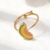 Adjustable 304 Stainless Steel Enamel Cuff Rings for Women LS-RJEW-B152-01G-01-2