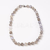 Natural Dyed Agate Beads Necklaces NJEW-F139-6mm-02-1