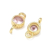 Brass Pave Cubic Zirconia Flat Round Connector Charms KK-P348-11G-3