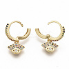 Brass Micro Pave Colorful Cubic Zirconia Dangle Hoop Earrings EJEW-S208-081-3