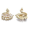 Brass Micro Pave Clear Cubic Zirconia Pendants ZIRC-S069-031G-2