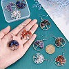 5 Pairs 5 Style Natural Mixed Stone Chip Beads Wrapped Tree of Life Dangle Earrings for Women EJEW-UN0001-97-2