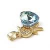 Real 18K Gold Plated Rack Plating Brass Micro Pave Clear Cubic Zirconia Pendants KK-C015-21G-01-2