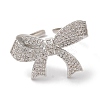 Bowknot Brass Micro Pave Clear Cubic Zirconia Open Cuff Rings for Women RJEW-C098-17P-2