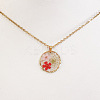 Alloy & Plastic Inner Flower Flat Round Pendant Necklaces FS-WG8915D-02-2