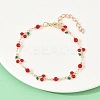 Alloy Enamel & Glass Link Chain Bracelets BJEW-A156-05G-2