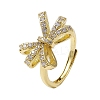 Rack Plating Brass Micro Pave Cubic Zirconia Adjustable Finger Rings RJEW-H224-03G-1