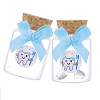 2Pcs Column Transparent Glass Baby Boy Teeth Empty Cork Bottles with Bowknot and Plastic Tooth Picture Stickers AJEW-NB00016-1