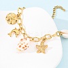 Dolphin & Starfish 304 Stainless Steel Charm Bracelets for Women BJEW-F516-01G-3