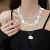 Alloy & Imitaiton Pearl Necklaces Set NJEW-WH20007-02B-5