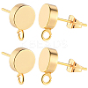 20Pcs Flat Round Brass Stud Earring Findings KK-BBC0013-96D-1