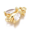 Brass Micro Pave Clear Cubic Zirconia Charms ZIRC-O035-24G-3